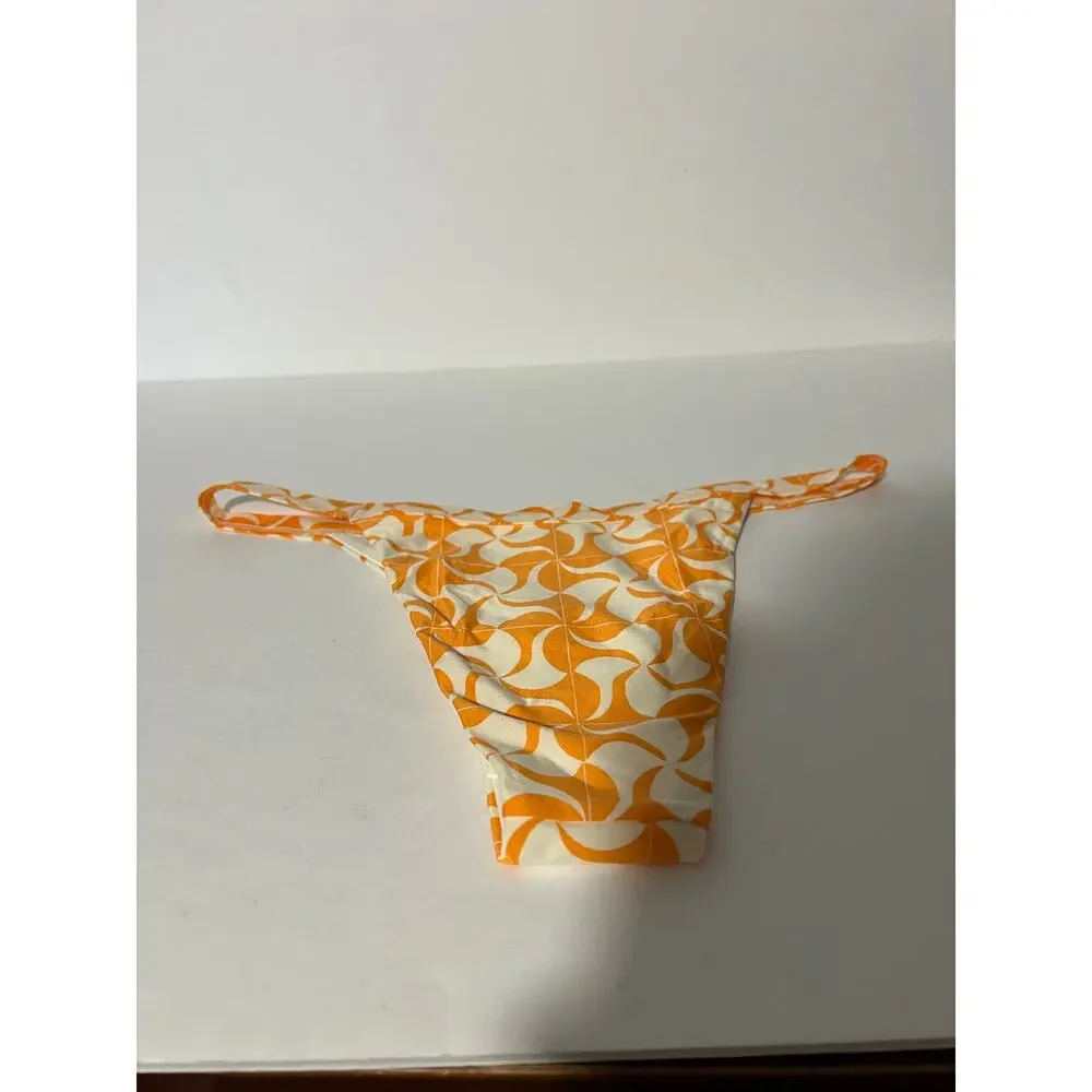NWT L*Space Women's Swimwear Camdyn Bikini Bottom Bitsy Cut Orange Cream Size M